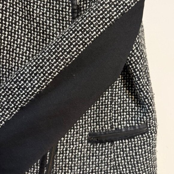 Sandro Tweed Moto Jacket Black & White Size L - Picture 5 of 11
